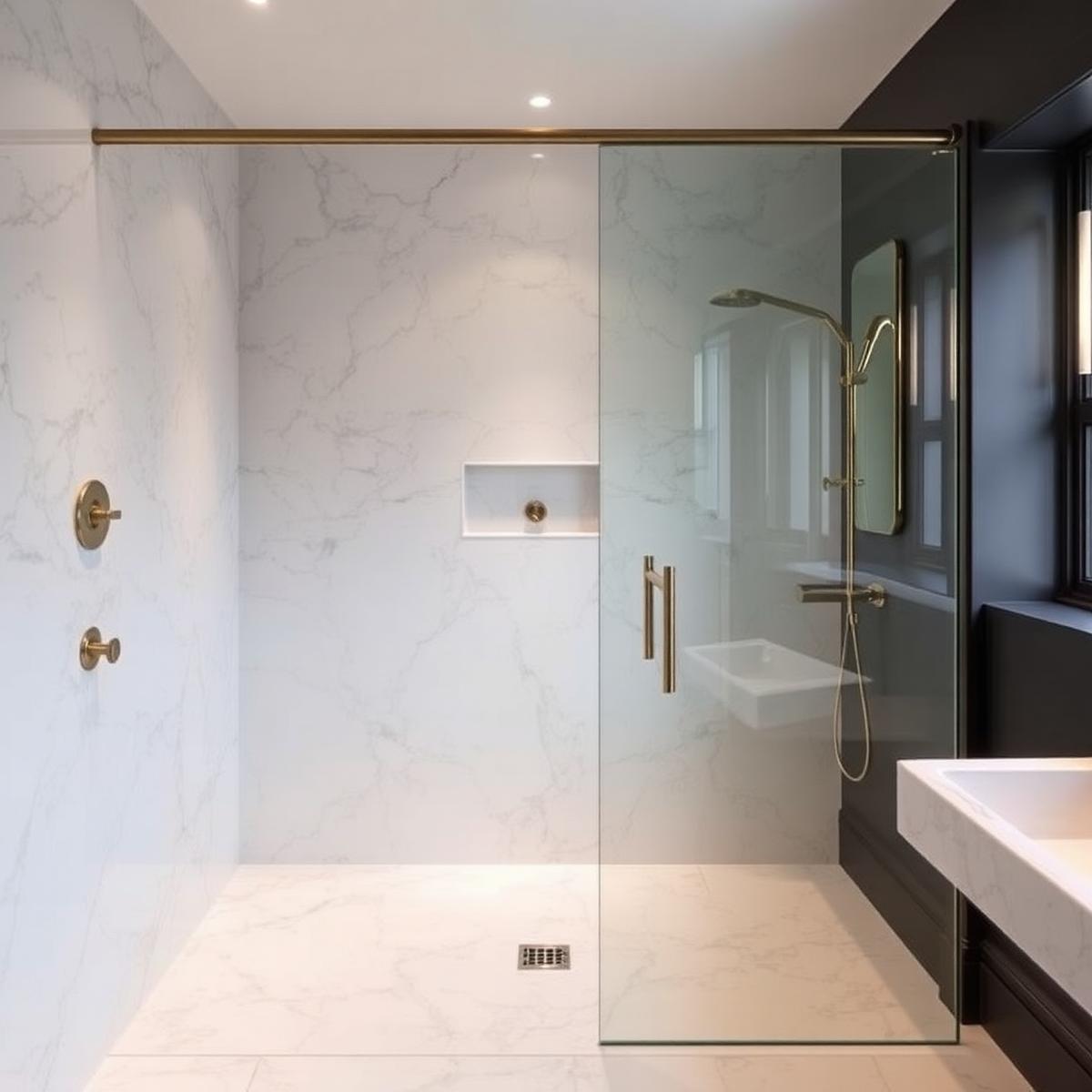 Prysznic walk-in — marmur